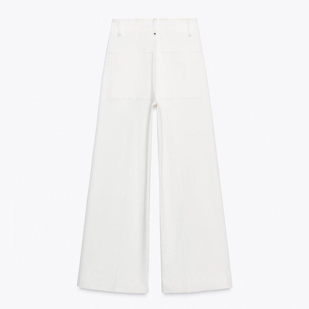 NWT Zara Wide Leg Tailored White Denim Jeans Size EU 40 US 8 - Picture 8 of 13